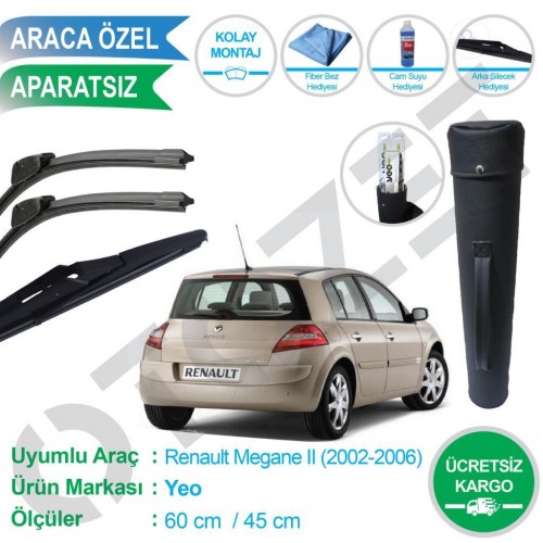 Megane 2 Kasa Ön ve Arka Silecek Seti - Çanta Hediyeli
