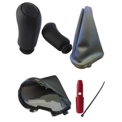 OTOZET Logan 2 Sandero 2 Suni Deri Vites Topuzu ve Körüğü Siyah Kapak