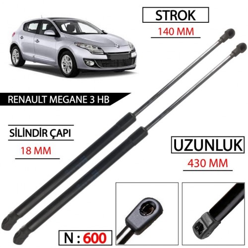 OTOZET Megane 3 HB Bagaj Amortisörü Sağ Sol Takım 904510001R