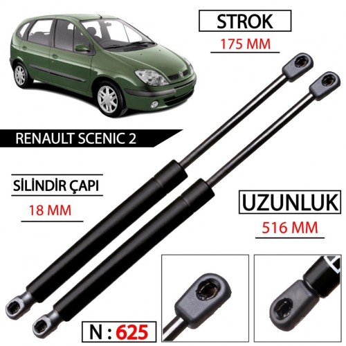 OTOZET Renault Scenic 2 Bagaj Amortisörü Sağ Sol Takım 8200377199