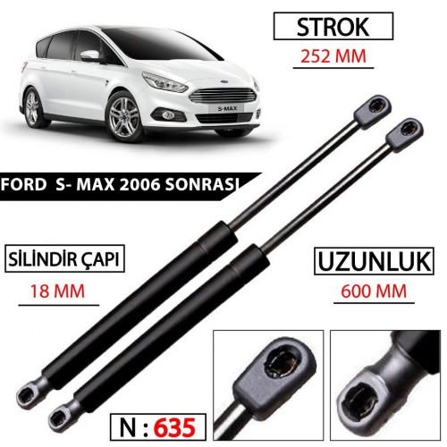OTOZET S-Max Bagaj Amortisörü Sağ Sol Takım 2006 Sonrası
