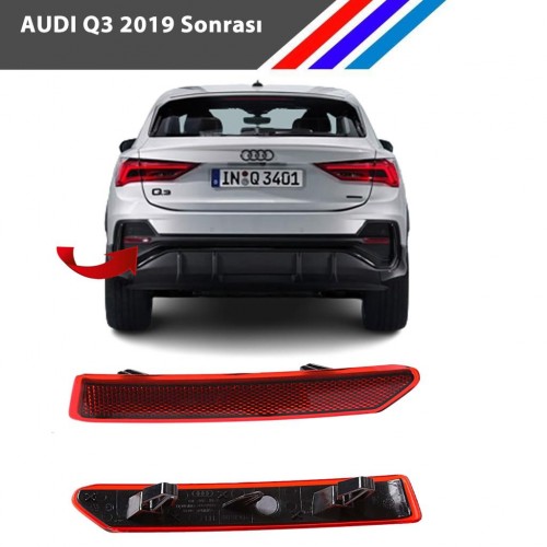 Otozet - Audi Q3 Arka Tampon Reflektörü Sol Taraf 2019 Sonrası 83F945105B