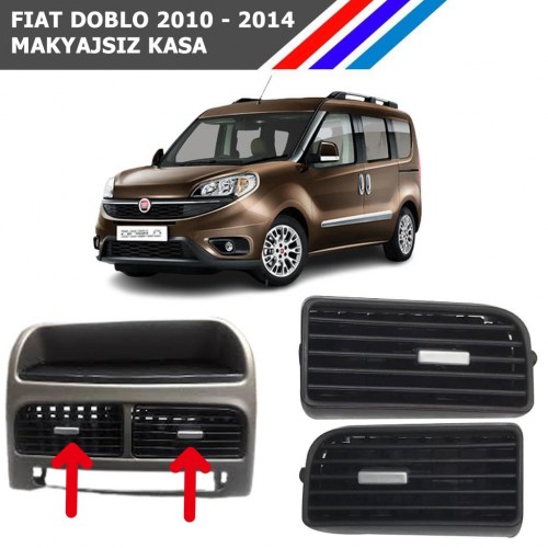 Otozet - Fiat Doblo Orta Havalandırma Izgarası Sol ve Sağ Takım Gri Düğmeli 2010-2014