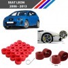Otozet - Seat Leon Bijon Civata Kapağı Kırmızı Renk 20 Adetli Set 17mm 1K06011739B9