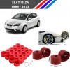Otozet - Seat İbiza Bijon Civata Kapağı Kırmızı Renk 20 Adetli Set 17mm 1K06011739B9