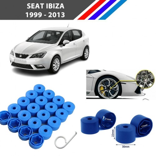 Otozet - Seat İbiza Bijon Civata Kapağı Mavi Renk 20 Adetli Set 17mm 1K06011739B9