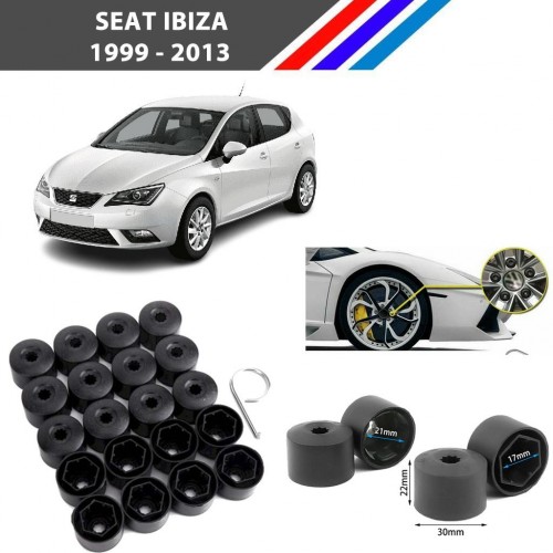 Otozet - Seat İbiza Bijon Civata Kapağı Siyah Renk 20 Adetli Set 17mm 1K06011739B9