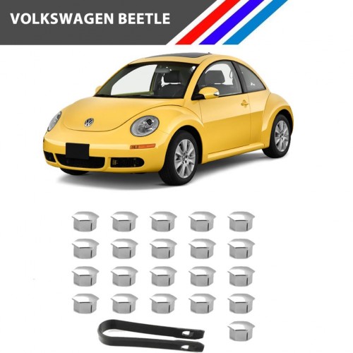 Otozet - VW Beetle Bijon Civata Kapağı Krom Renk 21 Parçalı Set 17mm