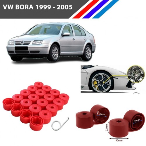 Otozet - VW Bora Bijon Civata Kapağı Kırmızı Renk 20 Adetli Set 17mm 1K06011739B9