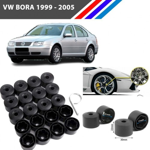 Otozet - VW Bora Bijon Civata Kapağı Siyah Renk 20 Adetli Set 17mm 1K06011739B9