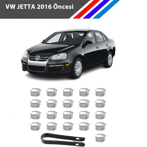 Otozet - VW Jetta Bijon Civata Kapağı Krom Renk 21 Parçalı Set 17mm 2016 Öncesi