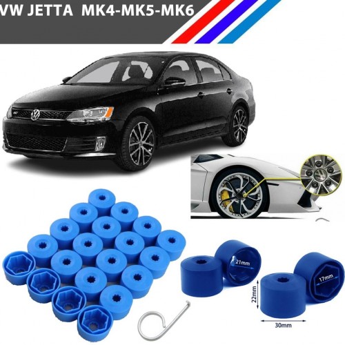 Otozet - VW Jetta Bijon Civata Kapağı Mavi Renk 20 Adetli Set 17mm 1K06011739B9