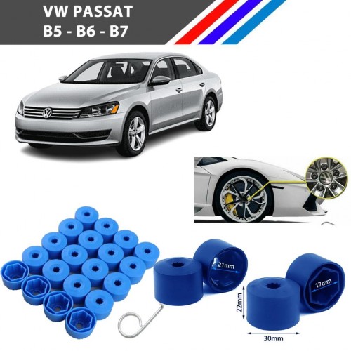 Otozet - VW Passat Bijon Civata Kapağı Mavi Renk 20 Adetli Set 17mm 1K06011739B9