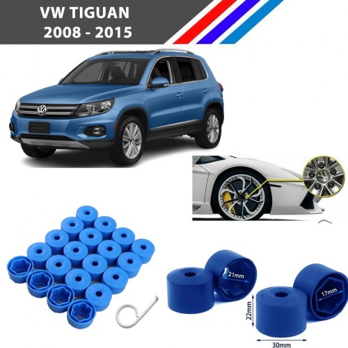 Otozet - VW Tiguan Bijon Civata Kapağı Mavi Renk 20 Adetli Set 17mm 1K06011739B9