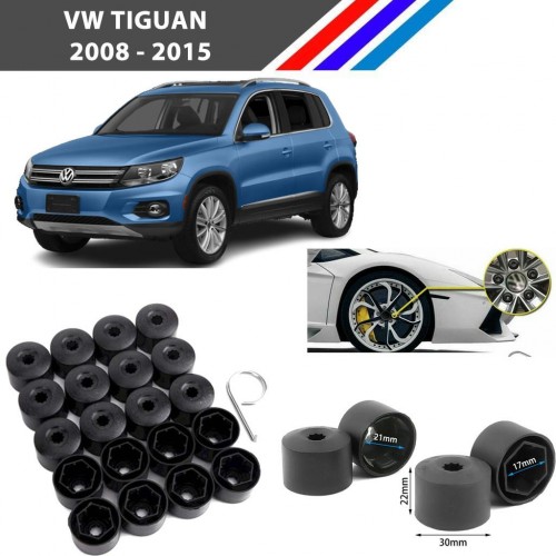 Otozet - VW Tiguan Bijon Civata Kapağı Siyah Renk 20 Adetli Set 17mm 1K06011739B9