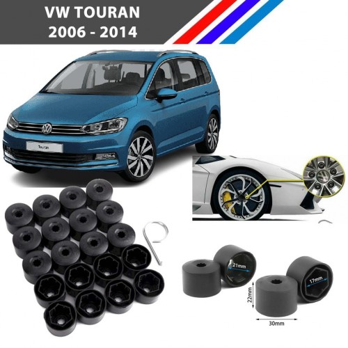 Otozet - VW Touran Bijon Civata Kapağı Siyah Renk 20 Adetli Set 17mm 1K06011739B9