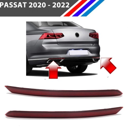 VW Passat Arka Tampon Reflektörü Sol Sağ Takım 2020 - 2022