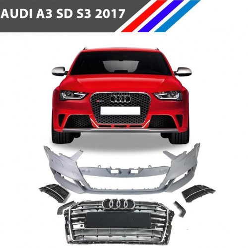 Audi A3 SD S3 Ön Tampon Body Kit Parlak Siyah 2017 Sonrası