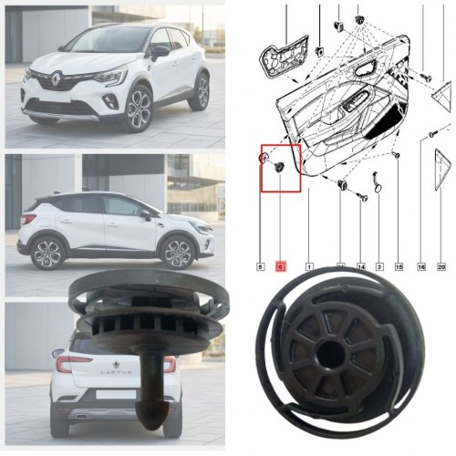 Captur 2 II 2019+ HJB/HF İç Döşeme Kapı Pano Klipsi 2 adet