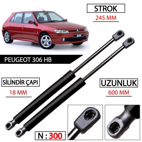 OTOZET Peugeot 306 Hatchback Bagaj Amortisörü Sağ Sol Takım 8731.93