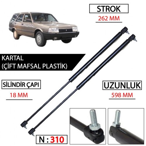 Tofaş Kartal Çift Mafsal Plastik Bagaj Amortisörü Sağ Sol Takım