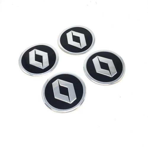 Renault Jant Göbeği Etiket Yapıştırma Siyah Dörtlü Takım 58 MM
