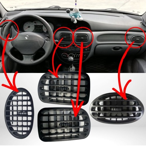 Megane 1 Havalandırma Izgarası Orta Yan Sağ Sol Dörtlü Set