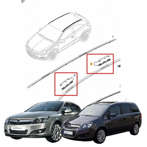 Opel Astra H Zafira B Tavan Oluk Çıta Kapağı Ön Arka Siyah 4 Adet