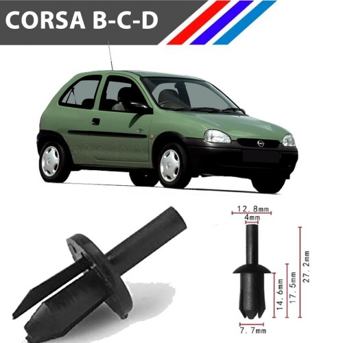 OTOZET Opel Corsa B-C-D Davlumbaz Klipsi 50 Adetli Paket