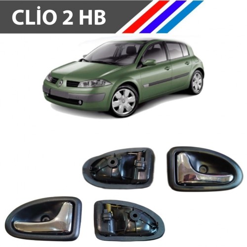 OTOZET Clio 2 Hatchback Kasa İç Açma Kolu Arka Taraf 2 Adetli Sağ Ve Sol Takım Parlak Krom Detaylı