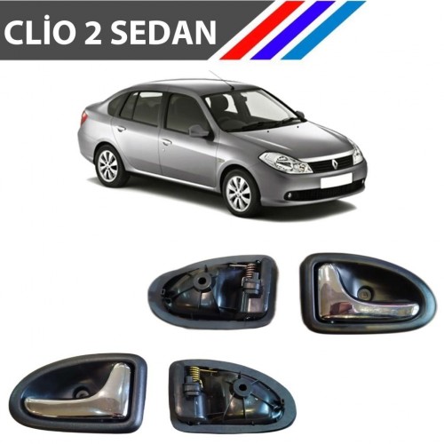 OTOZET Clio 2 Sedan Kasa İç Açma Kolu 2 Adetli Sağ Ve Sol Takım Parlak Krom Detaylı