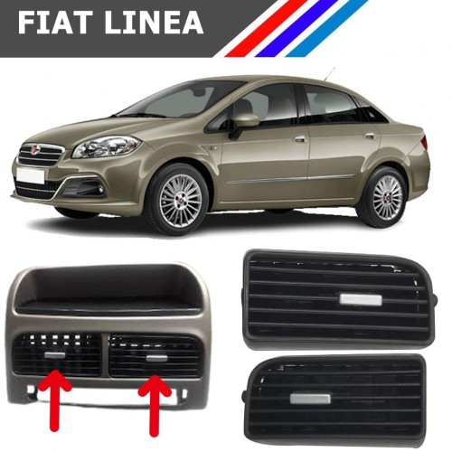Otozet - Fiat Linea Orta Havalandırma Izgarası Sol ve Sağ Takım Gri Düğmeli 2007 - 2018