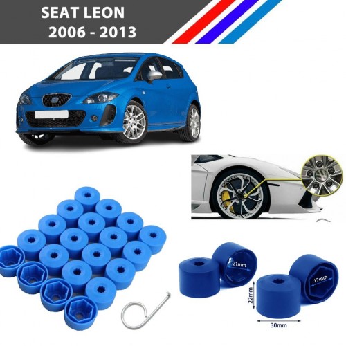 Otozet - Seat Leon Bijon Civata Kapağı Mavi Renk 20 Adetli Set 17mm 1K06011739B9