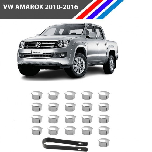 Otozet - VW Amarok Bijon Civata Kapağı Krom Renk 21 Parçalı Set 17mm 2010-2016