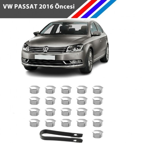 Otozet - VW Passat Bijon Civata Kapağı Krom Renk 21 Parçalı Set 17mm 2016 Öncesi