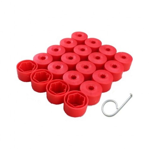 Otozet - VW Jetta Bijon Civata Kapağı Kırmızı Renk 20 Adetli Set 17mm 1K06011739B9