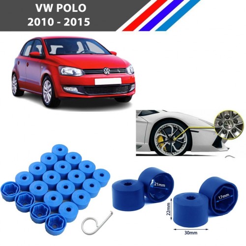 Otozet - VW Polo Bijon Civata Kapağı Mavi Renk 20 Adetli Set 17mm 1K06011739B9