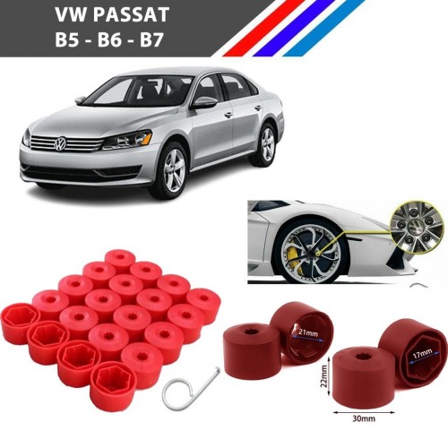 Otozet - VW Passat Bijon Civata Kapağı Kırmızı Renk 20 Adetli Set 17mm 1K06011739B9