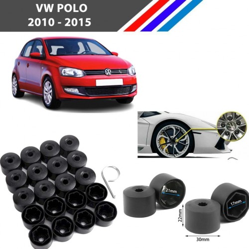 Otozet - VW Polo Bijon Civata Kapağı Siyah Renk 20 Adetli Set 17mm 1K06011739B9