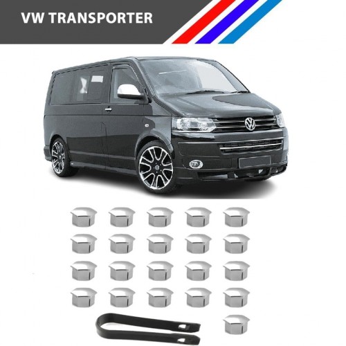 Otozet - VW Transporter Bijon Civata Kapağı Krom Renk 21 Parçalı Set 17mm
