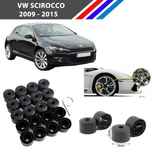 Otozet - VW Scirocco Bijon Civata Kapağı Siyah Renk 20 Adetli Set 17mm 1K06011739B9