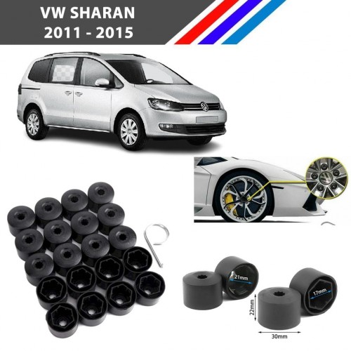 Otozet - VW Sharan Bijon Civata Kapağı Siyah Renk 20 Adetli Set 17mm 1K06011739B9