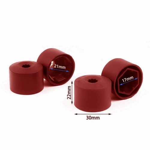 Otozet - VW Tiguan Bijon Civata Kapağı Kırmızı Renk 20 Adetli Set 17mm 1K06011739B9