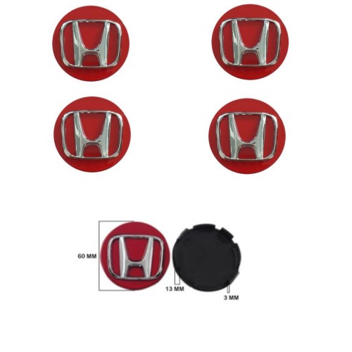 Honda Jant Göbek Arması Dörtlü Takım Krom Kırmızı 44742-TS6-H00