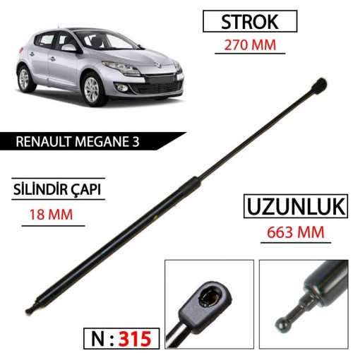 Megane 3 Ön Kaput Amortisörü 2009 Sonrası 654710003R