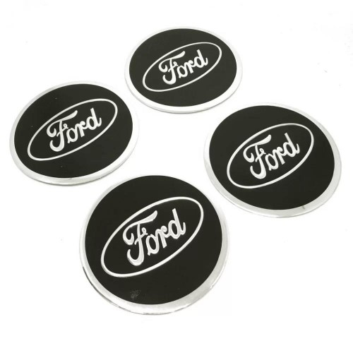 Ford Jant Göbeği Etiket Yapıştırma Siyah Dörtlü Takım 58 MM