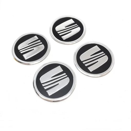 Seat Jant Göbeği Etiket Yapıştırma Siyah Dörtlü Takım 58 MM
