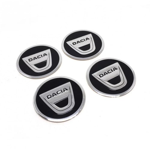 Dacia Jant Göbeği Etiket Yapıştırma Siyah Dörtlü Takım 58 MM