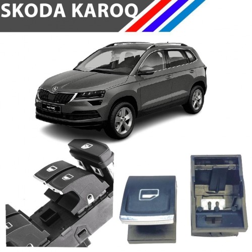 Skoda Karoq Cam Açma Düğme Tuş Butonu Krom Uçlu 1 Adet 2018+