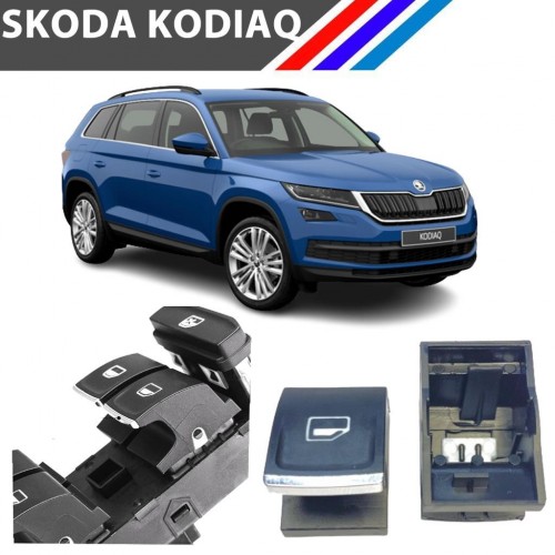 Skoda Kodiaq Cam Açma Düğme Tuş Butonu Krom Uçlu 1 Adet 2017+